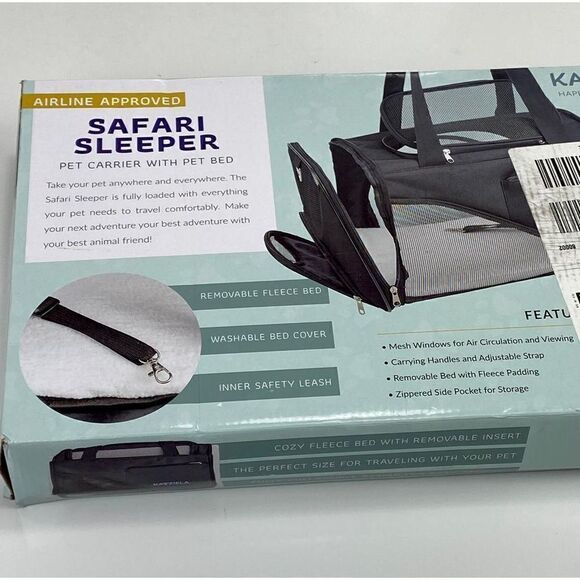 Katziela Safari Sleeper Pet Carrier w/ Pet Bed Small Pets Black Airline Approved - Picture 3 of 10